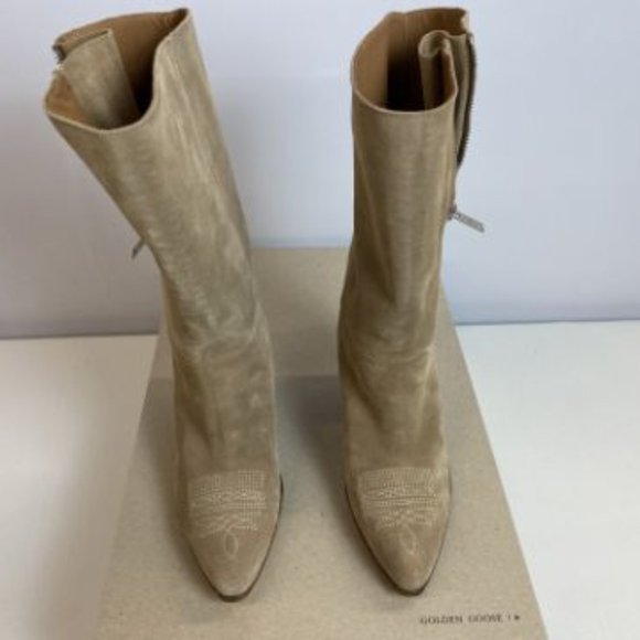 Golden Goose Candy Suede Cowboy Boots, Beige, Multiple Sizes, New w/ COA, Bag - Picture 10 of 14
